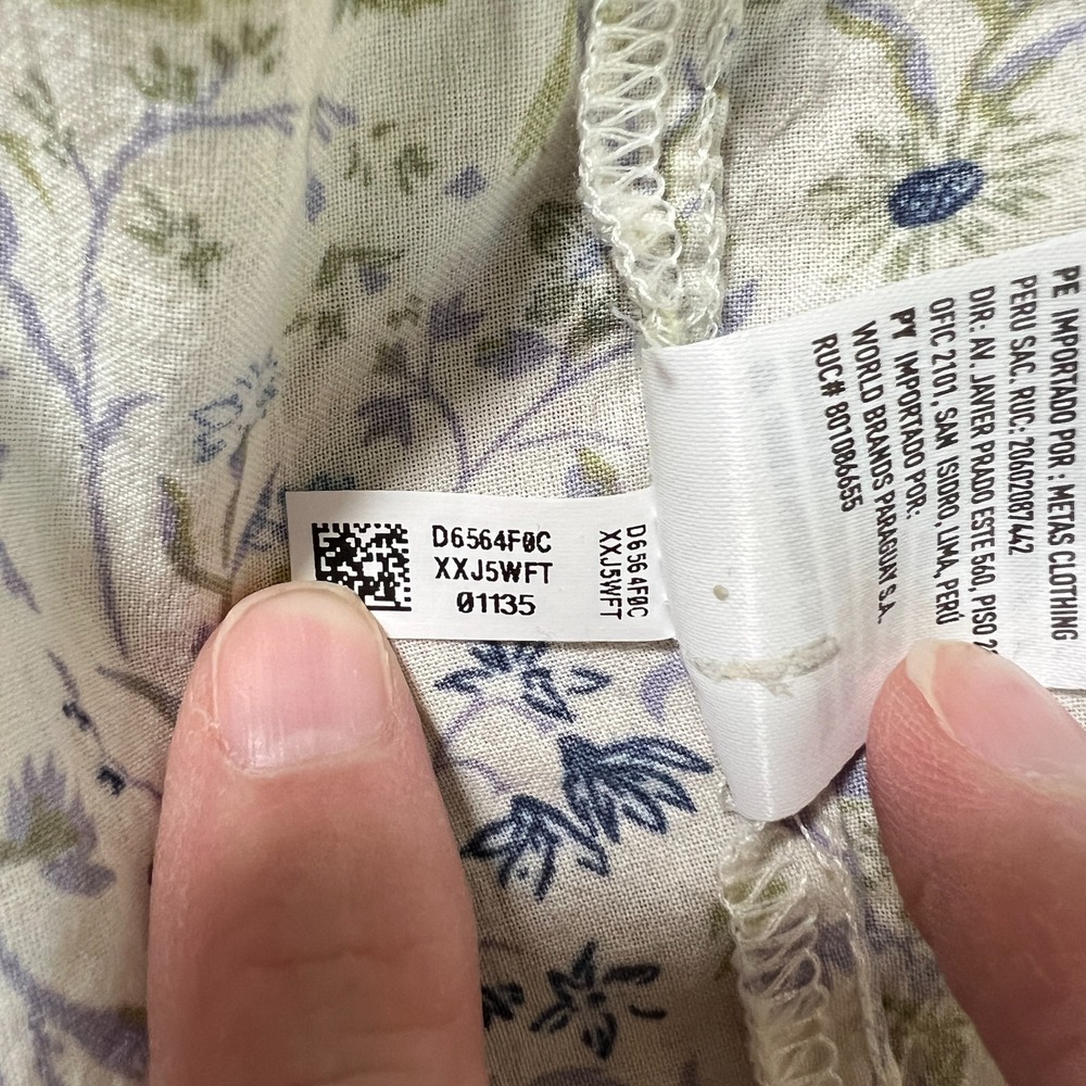 American Eagle‎ Floral Peasant Top Size S Boho Tie Neck Long Sleeve Cottage - Picture 9 of 10